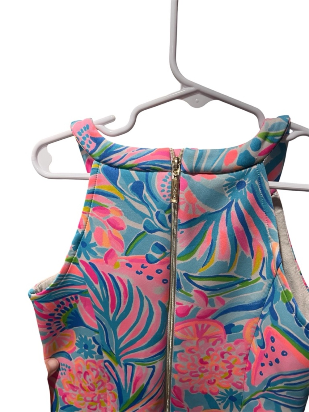 Lilly Pulitzer Girls Sophelia Pink Blue Floral Halter Dress 8 - Picture 4 of 11